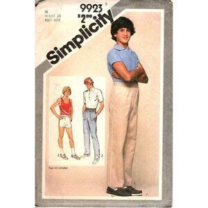 Simplicity 9923 Teen Boys 16 Pull On Pants or Shorts Uncut Sewing Pattern